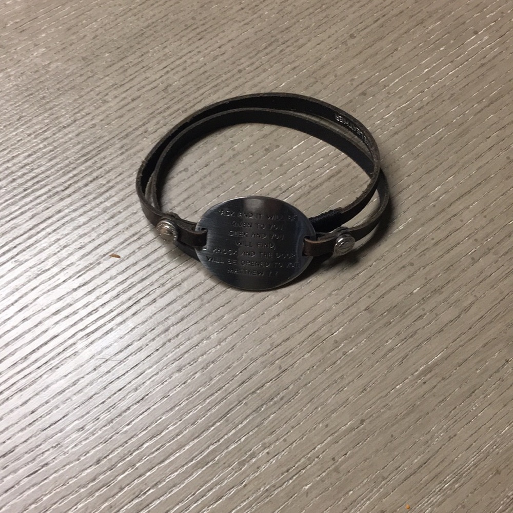 Good Works leather wrap bracelet with scripture